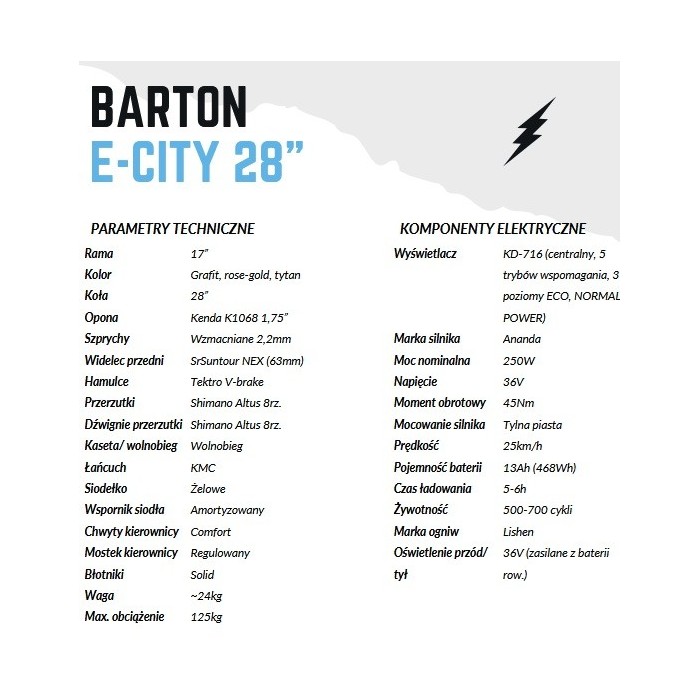 Rower elektryczny Barton E-city