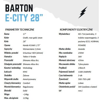 Rower elektryczny Barton E-city