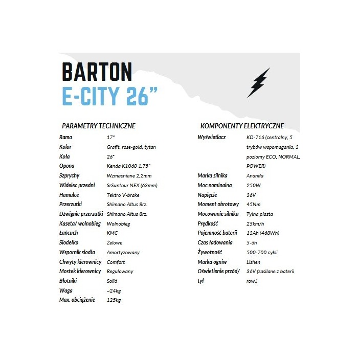 Rower elektryczny Barton E-city