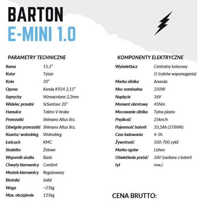 Rower elektryczny Barton E-mini 1.0