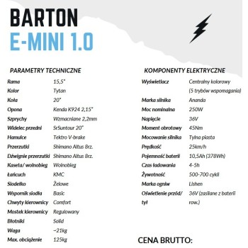 Rower elektryczny Barton E-mini 1.0